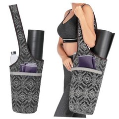 Yoga Mat Bag with Large Side Pocket & Inner Zipper Pocket Yoga Bag Boho Black