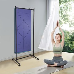 185cm Yoga Mat Holder Hanging Iron Yoga Mats Storage Rack w/ Double Sided Hooks