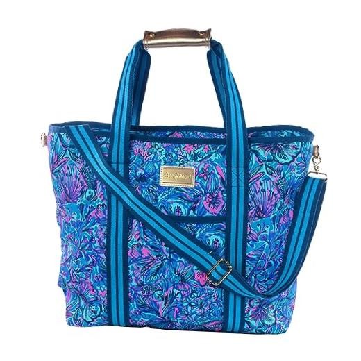 Blue Picnic and Beach Cooler, Insulated Bag with Adjustable Shoulder Strap