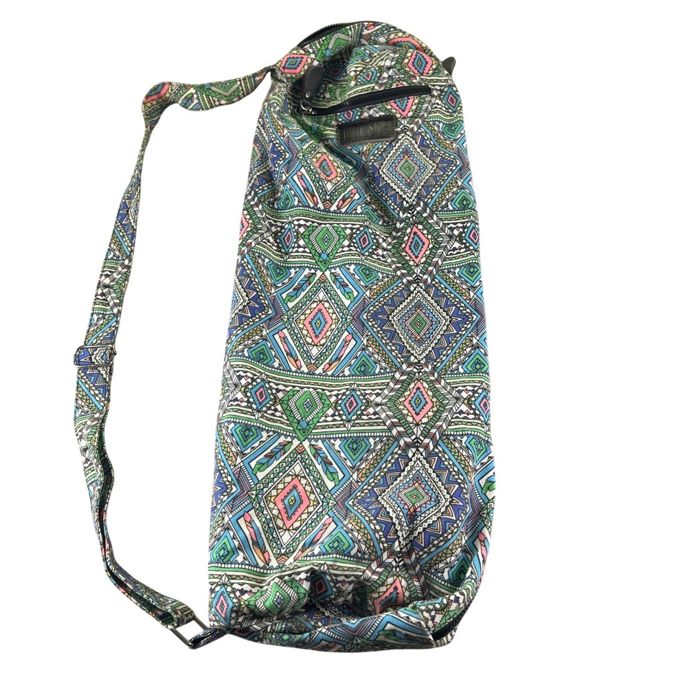 Boence Yoga Mat Bag Canvas Carrier Geometric Tribal Print Blue Green Adjustable