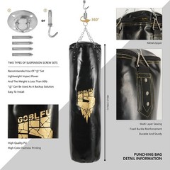 Hanging Punching Bag for Adults, 4ft PU Heavy Unfilled Boxing Bag Set with 10…
