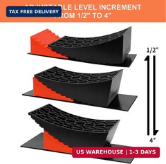 RELIANCER RV Camper Leveler Kit-2 Curved Levelers,2 Wheel Chocks,RV Leveling Blo