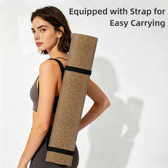 Cork Yoga Mat 1/4″ Thick, 72″x26″ for Home & Studio Workouts, Black
