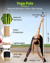 Best Yoga Stick 5ft Exercise Stick for Mobility, Stretching with Non-Slip Ends