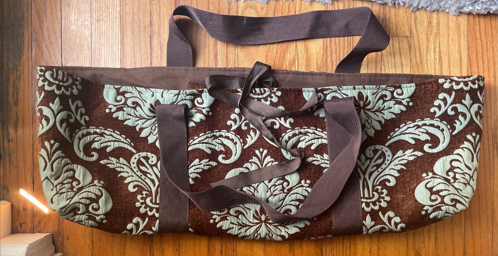 Kim Michie Yoga & Pilates Bag Brown & Green Tapestry Style, Ties, Pocket, USA