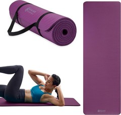 Yoga Mat Pilates & Exercise Mat Thick Mat 2/5″ 10mm Workout Mat W/ Easy-Cinch