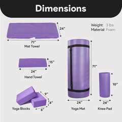 Ultimate 7-Piece Yoga Set with Extra Thick Mat, Blocks, Strap, Towels & Knee Pad