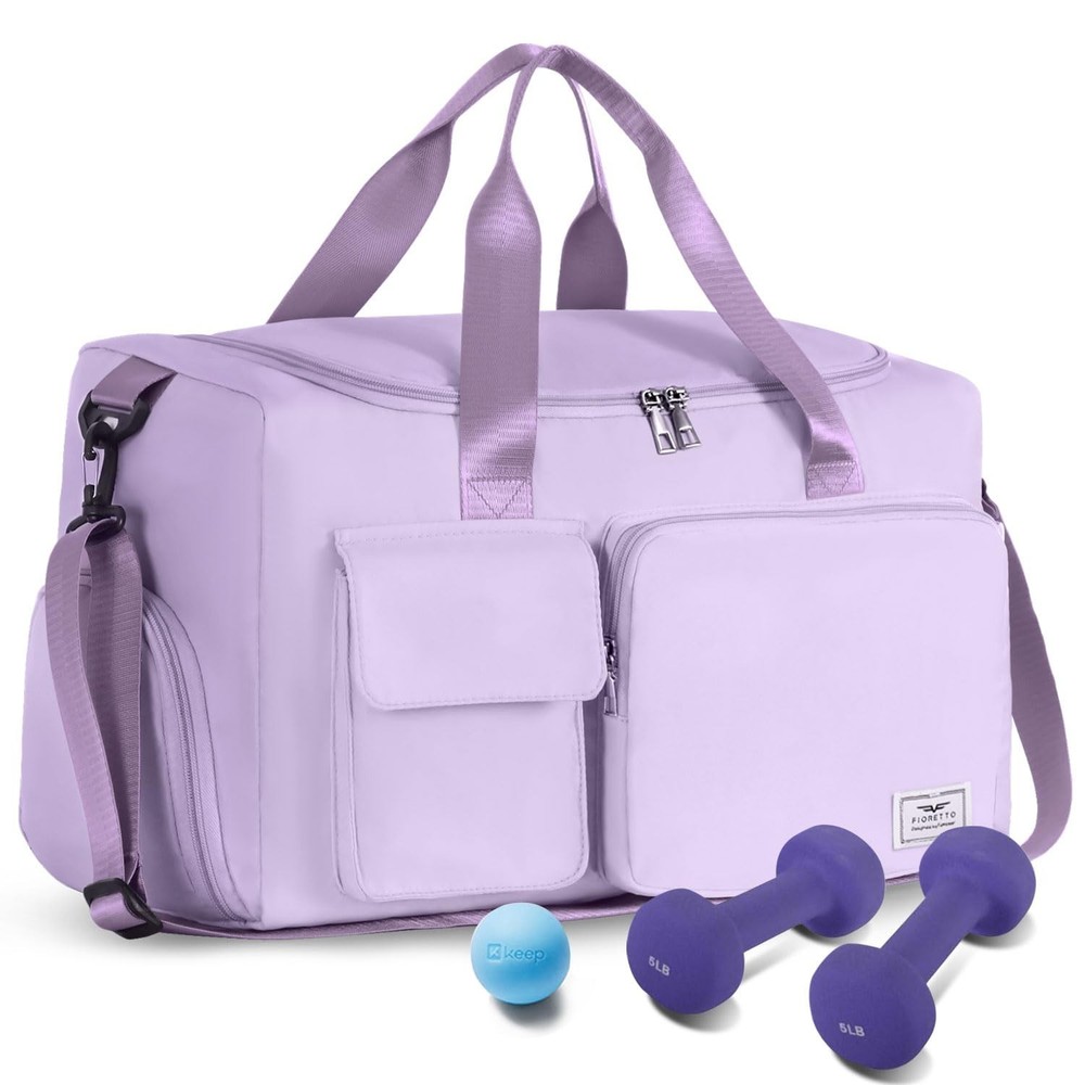 FIORETTO Women’s Gym Duffle Bag with Shoes Compartment, 30L Capacity, Ideal f…