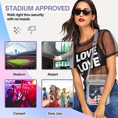 Clear Bag Stadium Approved,Clear Crossbody Purse Bag, with Adjustable Gray