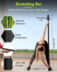 Yoga Stick 5ft Exercise Stick Mobility Stretching Stick W/ Non-Slip Ends