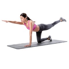Folding Exercise Mat Gray Non-Slip Cushioned Pilates Yoga Floor Workout
