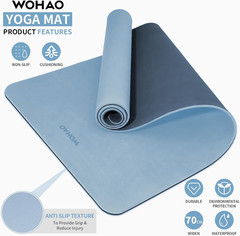 Extra Thick 8mm Non-Slip Yoga Mat with Carrying Strap – Dual Color 72″x28