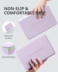 Yoga Blocks 2 Pack, Soft Non-Slip Foam Blocks with Beveled Edges for Alignment a