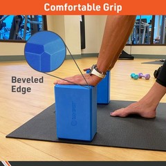 Body Sport Yoga Block, Blue, 3-Inch x 6-Inch x 9-Inch – High Density Foam Blocks