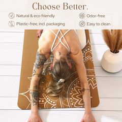 Luxury Cork Yoga Mat – Non-Slip, Eco-Friendly, 5mm Rubber Base for Stability