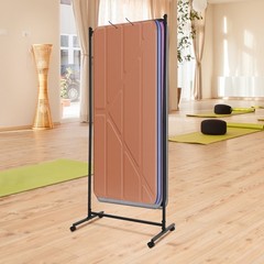 185cm Yoga Mat Holder Hanging Iron Yoga Mats Storage Rack w/ Double Sided Hooks