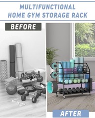 Yoga Mat Storage Rack, Home Gym Workout Accessories Organizer, Sporting Goods…