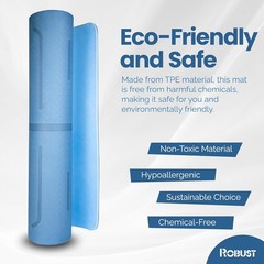 Robust Non-Slip Yoga Mat with Strap, 1/4″ Thick TPE 72*24*0.25 inch, Blue