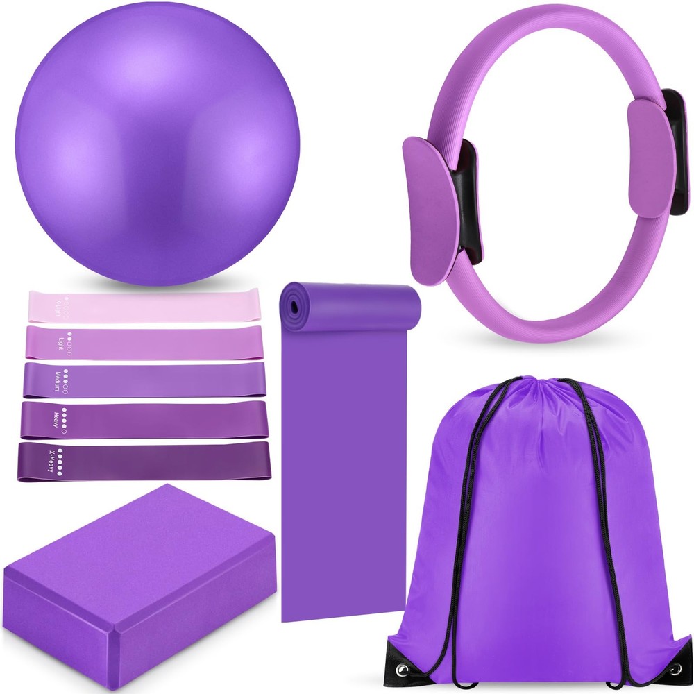 10 Pcs Pilates Ring Blocks Set for Women Home Yoga Equipment Accessories Pila…
