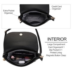 Small Crossbody Bags for Women Trendy Flap Saddle Purses with Tassel Black