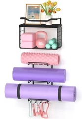 Yoga Mat Holder Black, Wall Mount Yoga Mat Storage Rack, Yoga Accessory Organ…