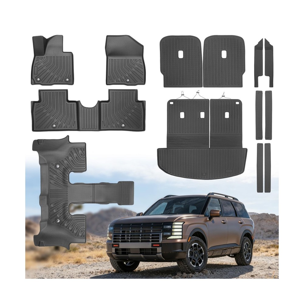 Car Floor Mats for2 026 Hyundai Palisade 7 Seats (Gas Only) TPE Full Set All-…