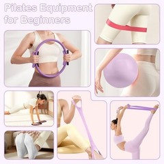 17 PCS Pilates Kit for Women, Pilates Equipment Ring and Ball Set with Purple