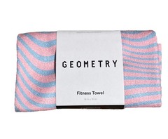 Geometry Pink & Blue Striped Absorbent Fitness Gym Towel 16″x30″~NEW!!!!