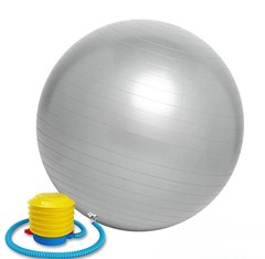 GRAY 55cm (22in) Exercise YOGA BALL & Pump Anti-Burst Stability Balance Gym Ball