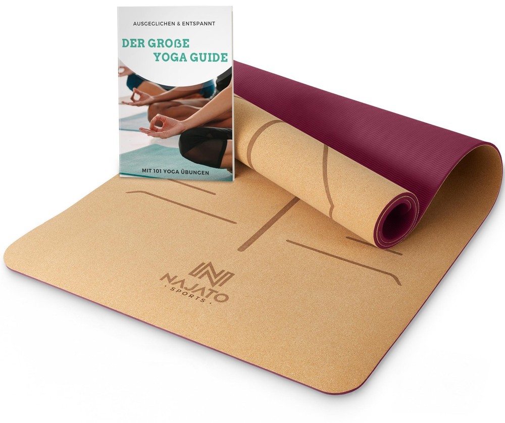 Sports Yoga Mat Cork – Non Slip Yoga Mat with Carry Strap & EBook PDF Date…