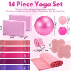 14 Pcs Yoga Kits for Home Workouts Pilates Equipment Set for Women Beginners,…