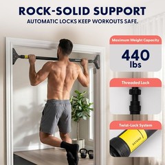 Squatz Doorway Pull Up Bar, Adjustable Door Frame Pull Up Bar with Level Mete…