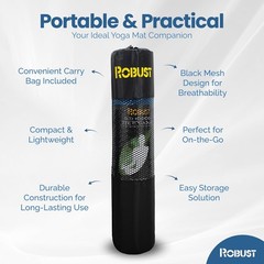 Robust Non-Slip Yoga Mat with Strap, 1/4″ Thick TPE 72*24*0.25 inch, Blue