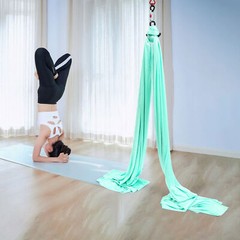 6M Aerial Yoga Sling Hammock Kit with Carabiners Green Polyester 440LB Capacity