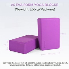 Yoga Blocks Set of 2 9″x6″x3″, Sturdy Non Slip Eva Foam, Provides Un…