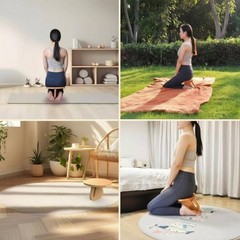 Wooden Stretching Stool Two-Piece Meditation Stool Oval Seat