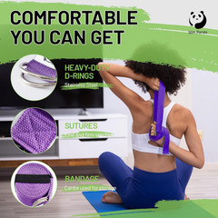 Yoga Strap for Stretching,Cotton Yoga Strap with Adjustable D-Ring Buckle,Non-El