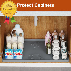 Extra Thick Silicone Mat Waterproof with Raised Edge 34″ X 22″ under Sink Mat