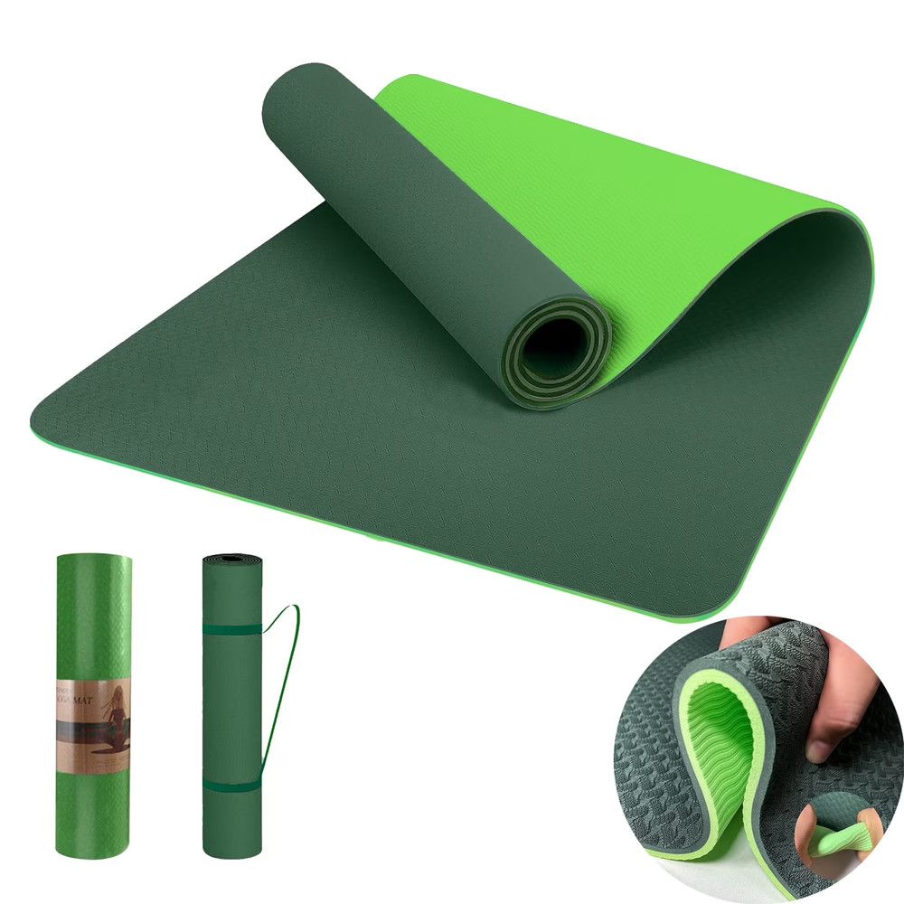 Yoga Mat 72 X 24” Exercise Mats 8Mm TPE Non-Slip Extra Thick High-Density Eco F