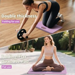 Yoga Knee Pad – 1 Inch Thick with Extra Cushioning, Purple + Warm Grey