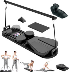 Reformer 15-In-1: Split & Foldable Design, Portable Home Gym with Digital Displa