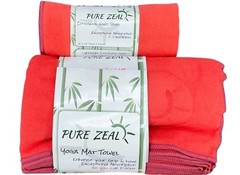 Pure Zeal Yoga Mat Towel & Hand Towel Set Coral Exercise Quick Dry Eco Friendly