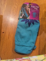 Lotus Yoga Mat Bag Carrier 28×6″ Teal Blue Geometric Drawstring Pocket New