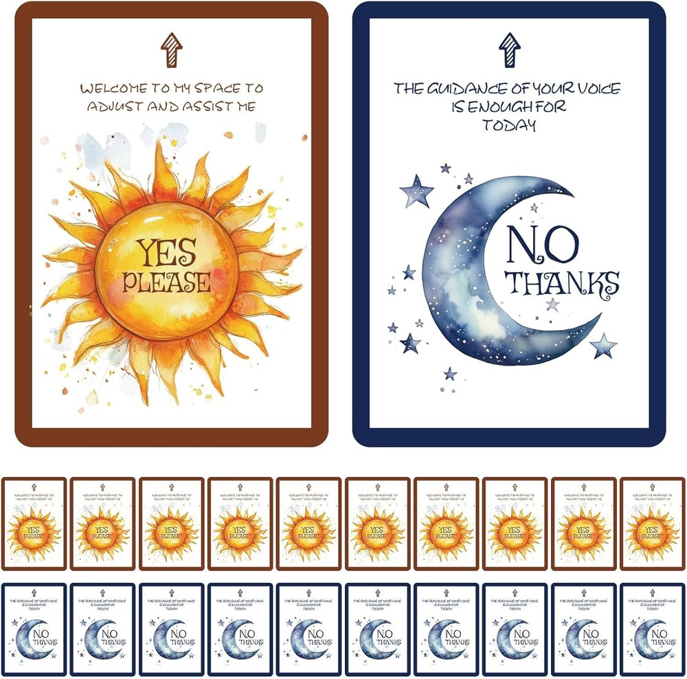 Rounded Corners Yoga Consent Cards,20 Pcs Double-Sided Assist Cards for Yoga Tea