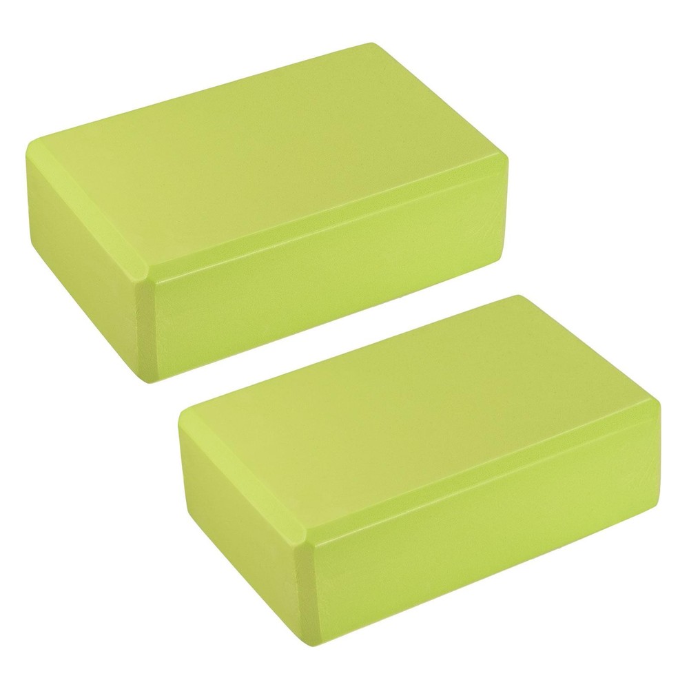 Yoga Block 9″ x 6″ x 3″ Lightweight High Density EVA Foam Brick, Green 2pcs