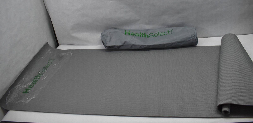 Gym Yoga Mat w Carry Bag Gray 24″x 70″ Non Slip Pad Health Branded Exercise