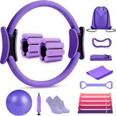 Pilates Ring Set 15 PCS, Home Pilates Essentials Kit for Women, 12″ Pilates Ring