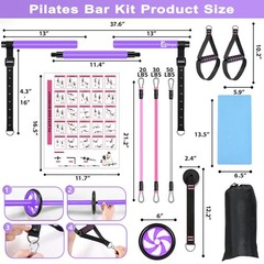 BBTOPS Pilates Bar Kit with Resistance Bands, Exercise Bar, AB Roller, Home Gym