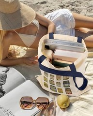 Aesthetic Canvas Tote Bag with Inner Pocket for Women, Cloth Canned Pickle