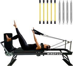 Pilates Reformer Machine Equipment with Springs & Cords for Home Workout, Foldab